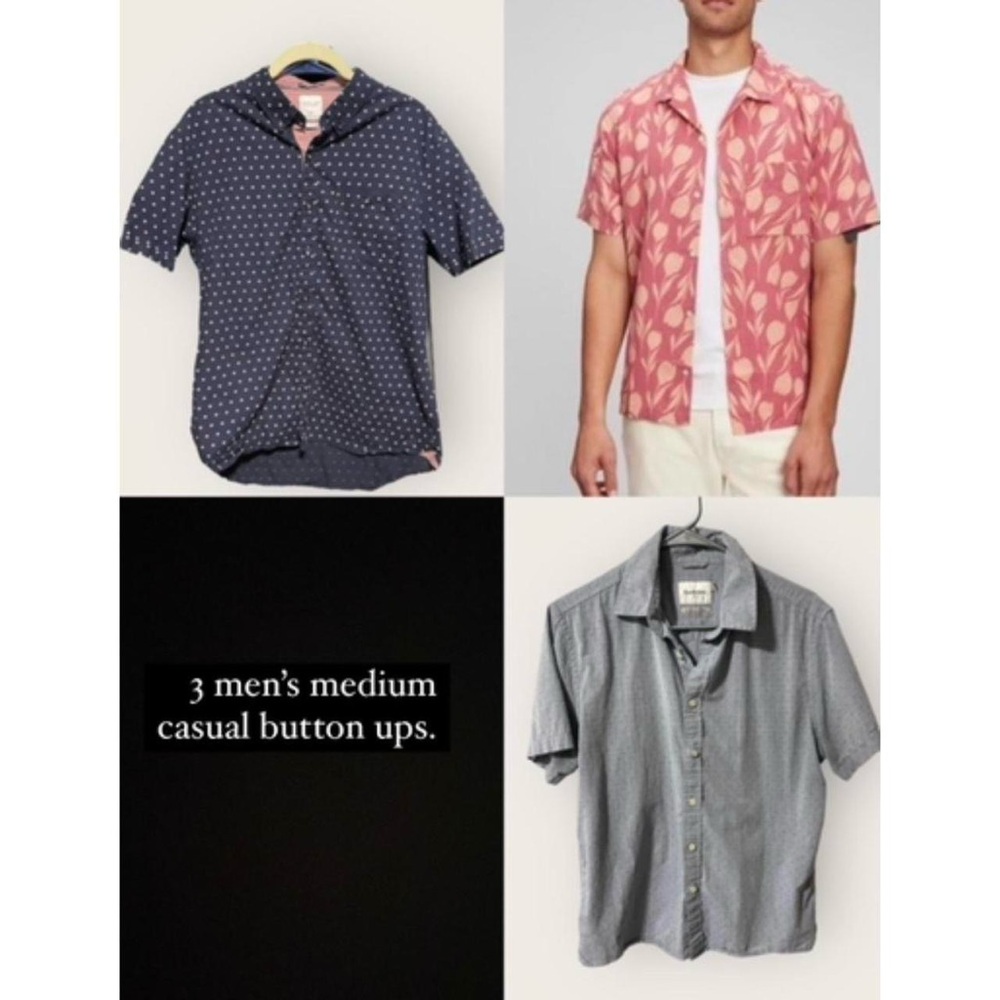 3 medium casual short sleeve men’s button ups.
GAP, LEVEL TEN, Goodfellow & co.